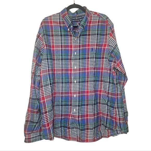 RALPH LAUREN Plaid Custom Fit Oxford Shirt - Size XL - Picture 1 of 8